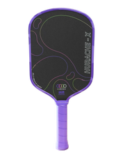 A purple and black pickleball paddle on a solid white background, featuring the Hurache-X model name printed vertically on the paddle face.